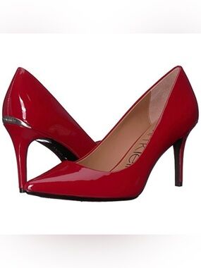 Calvin Klein Gayle Fire Red High Heel Pump Patent size 8 M  Mid stiletto